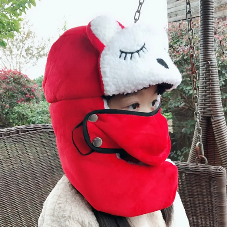 

Children Ushanka BOY'S Winter GIRL'S Cap Warm Big Kid Earmuff Baby Cotton Hat Children Hat Scarf One-piece