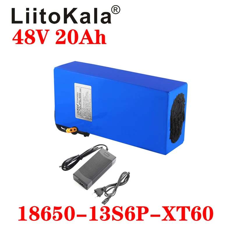 Литиевая батарея LiitoKala 18650 48 В 20 Ач 13 s6p 1000 Вт для электрического велосипеда