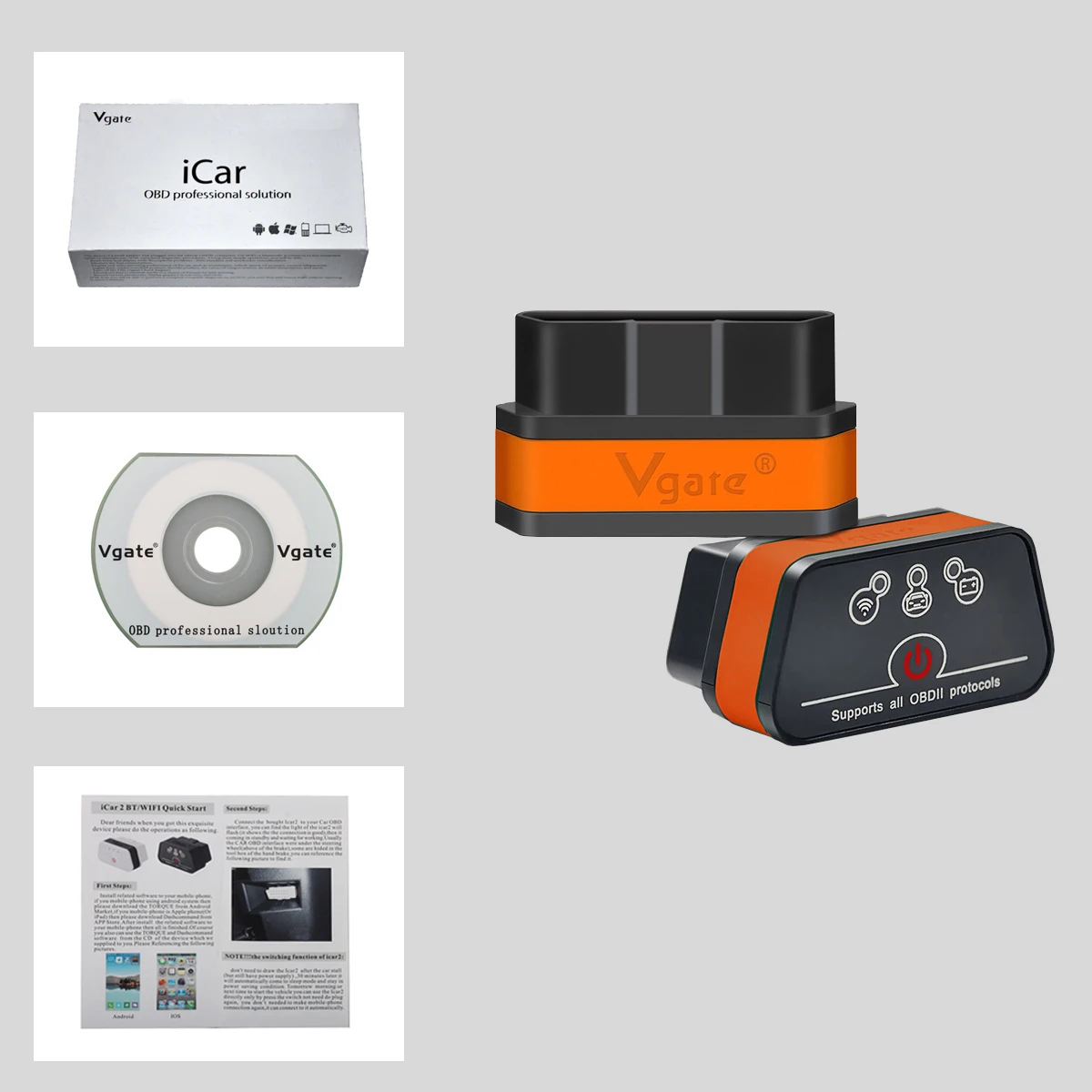 Vgate iCar2 Wifi OBD2 ELM327 адаптер ELM 327 Wi Fi автомобильный диагностический инструмент сканер Wi-Fi OBDII Для iPhone iOS Android PC