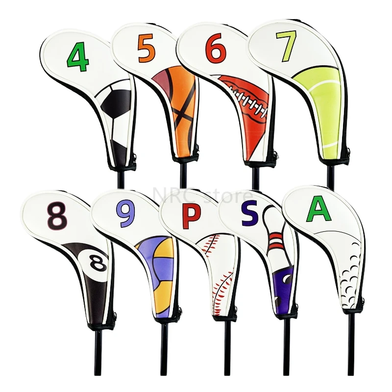 Cena NRC Golf IronHeadcovers 9 sztuk (4,5, 6,7, 8,9, P, S, A) piłka Golf iron Club pokrowiec na główkę Handed Zipper Closure konfigurowalny