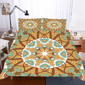 

Bohochic Ethnic Bedding Set Trendy Yellow Mandala Bedroom Decor Hypoallergenic with Zipper 1PC Duvet Cover with Pillowcases