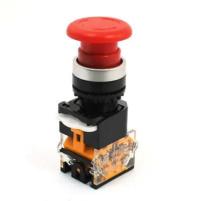

Red Mushroom Head DPST Latching Emergency Stop Push Button Switch 380VAC 10A