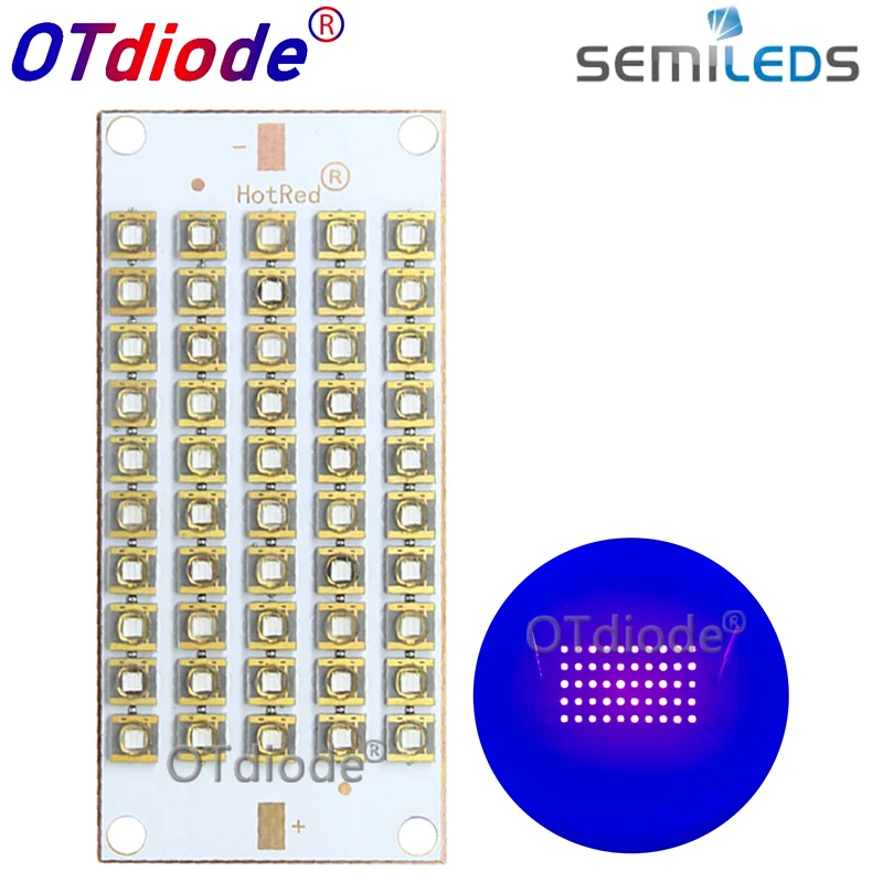 50W100W150W300W Semileds UV Lamp 395nm 405nm 420nm 430nm Purple LED Copper PCB for 3D Printer Flatbed 55*25mm glue curing light