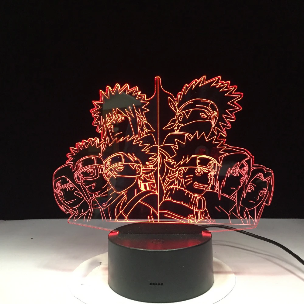 Япония Манга Аниме «Наруто» для папы 3d светодиодный ночной Светильник uzumaki сенсорный Сенсор Цвет изменение подарок для друга аниме ночной Светильник - Испускаемый цвет: 1