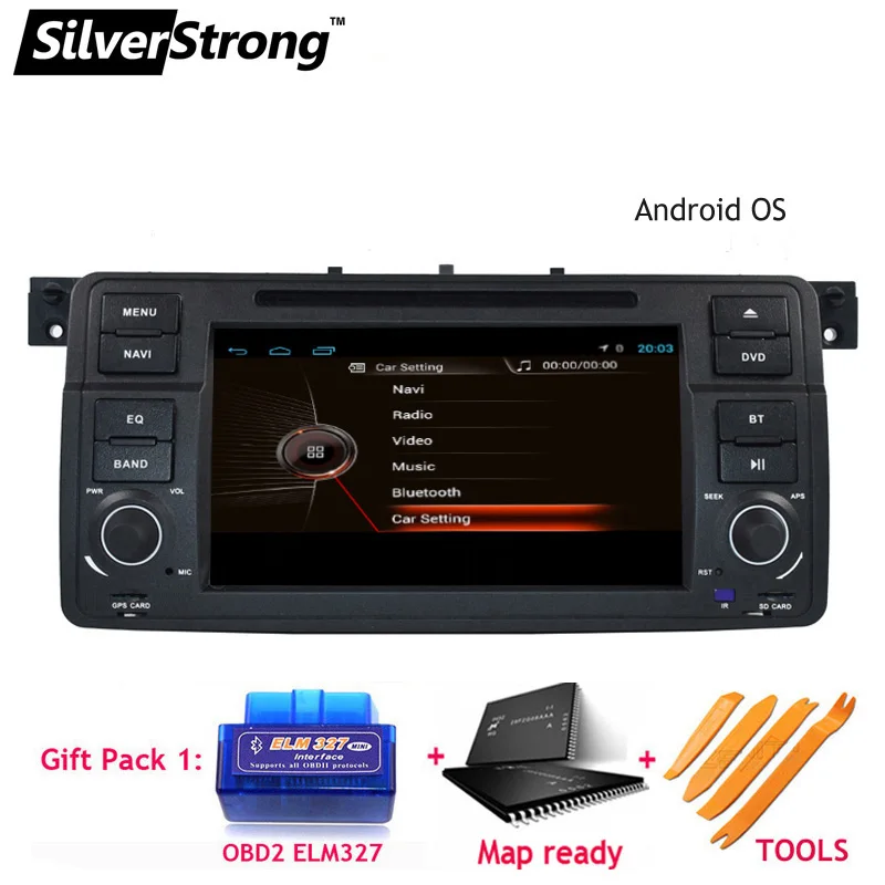 SilverStrong Android9.0 1DIN ips автомобильный DVD для BMW E46 318 320 Автомобильный gps DAB M3 3 серия с wifi Navi Радио BT