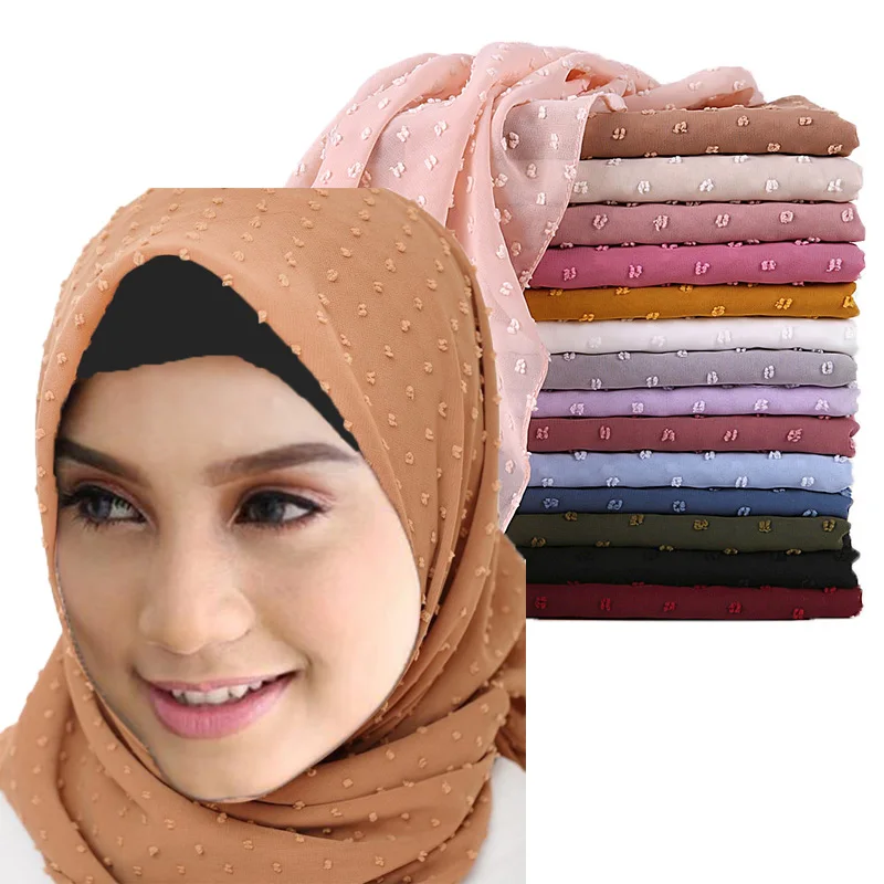 Thick Bubble Pop Chiffon Maxi Hijab Scarf Shawl Wrap Muslim Headwear 175x70cm 