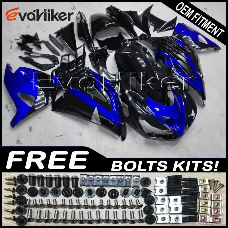 Заказной обтекатель кузова мотоцикла комплект для ZX-14R 2006-2011 ZX14R 2012- ABS мотор панели литьевой формы черный синий+ подарки - Цвет: A