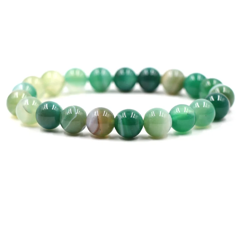 

More Style 10mm Natural Stripe Stone Multicolor Elastic Beads Bracelet Bangle Women Men Fashion Simple Charm Bracelet Jewelry