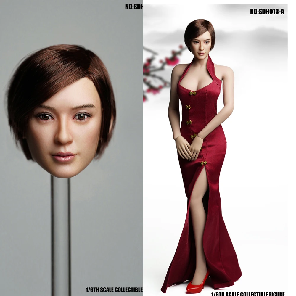 

SDH013 1/6 Scale Female Sun Li Head Sculpt Carved Model for 12 inches Suntan Body Action Figure Accessory