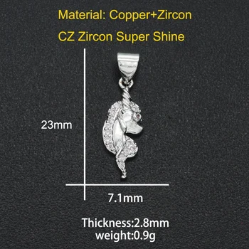 

23x17mm 100% CZ Zircon DIY Jewelry Unicorn Charm Pendant Wholesale Jewellwery Finding Supplies Bracelet Making Charm