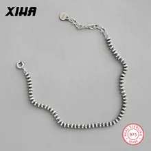 Европейские браслеты из настоящего серебра 925 пробы с бусинами для женщин и девушек, ювелирные изделия в стиле бохо, Роскошный Регулируемый персонализированный женский браслет