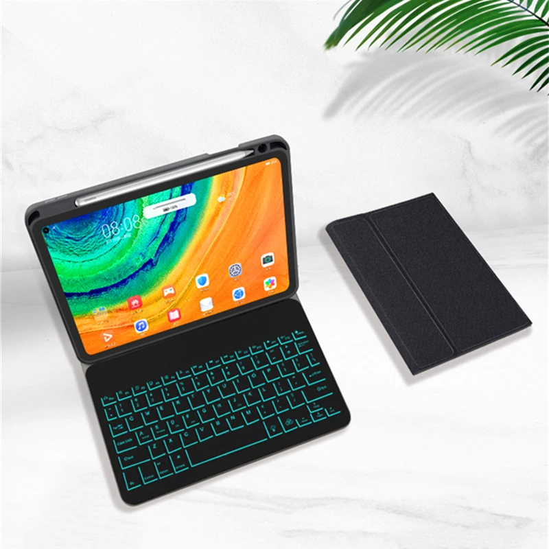 

For Huawei MatePad Pro 10.8 2019 Keyboard Case With Pencil Holder Tablet Leather Case Backlit Detachable Bluetooth USA Keyboard