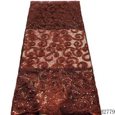 Африканский кружевной тюль с пайетками парча жаккардовая ткань африканская вышивка corala французское кружево с блестками ткань A2894 - Цвет: as picture