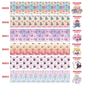 

DIY craft supplies cartoon character printed grosgrain ribbon, satin ribbon 10 yards, planar resins 30 pieces. 36529
