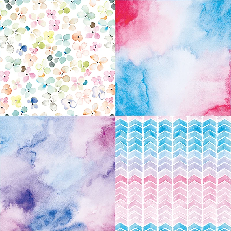 Watercolor Mixture Paper Scrapbook Patterned Paper Pack 24 sheets 6"X6"