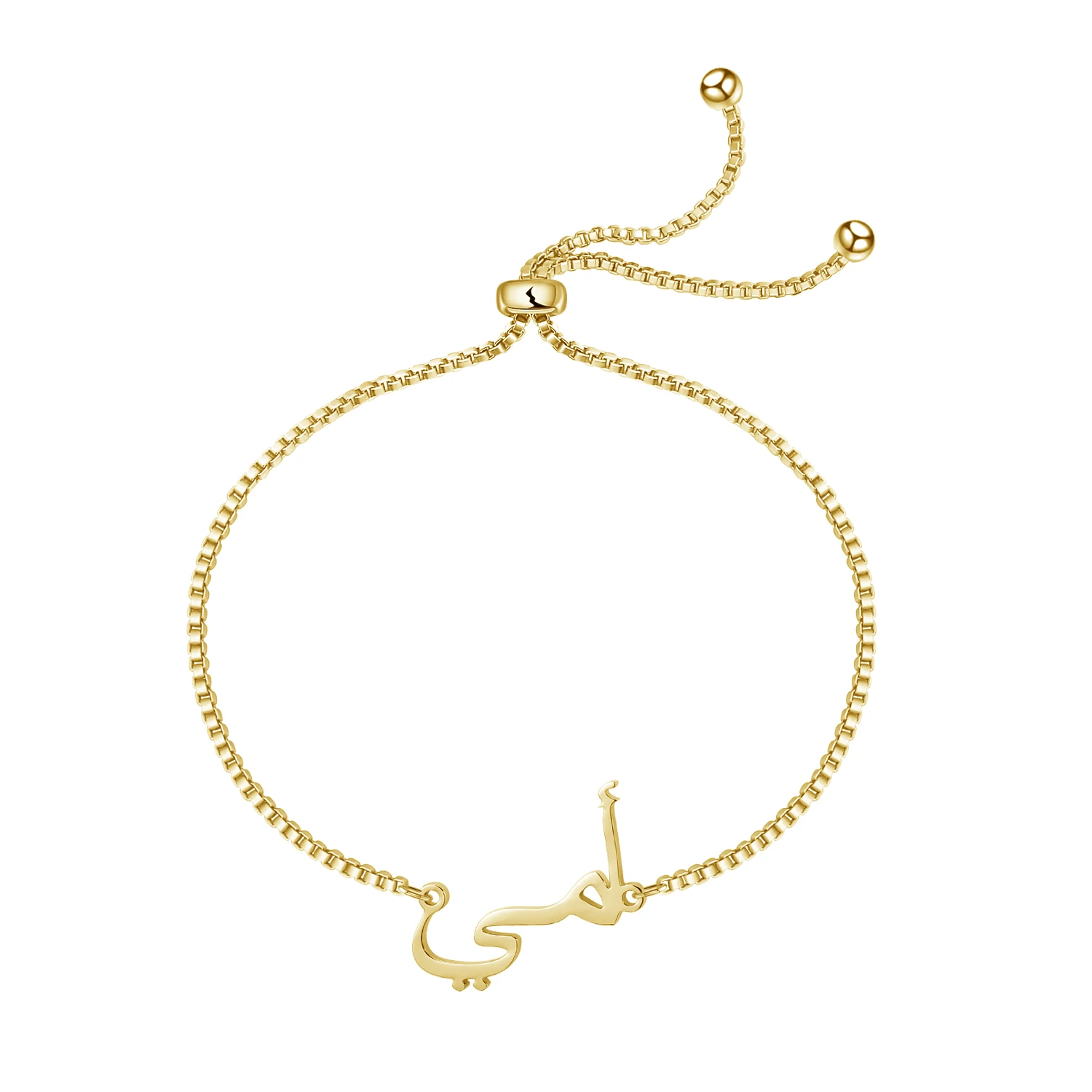 

Zciti Custom Personalized Arabic Name Bracelet Charms Handmade Gold Custom Name Bracelet- Stainless Steel Signature Jewelry