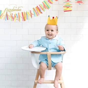 

NICROLANDEE Boy Girl Colorful Felt Crown Personalized Birthday Hat for Photo Booth Props Backdrop Cake Smash Birthday Decoration