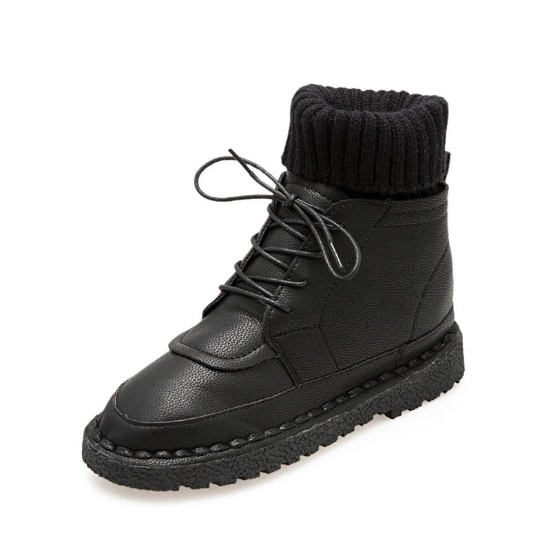 Black Winter Women Boots New Women Snow Boots Warm Plush Fur Boots Fashion Slip On Women Ankle Boots Brown Boots Women Platform - Цвет: Black