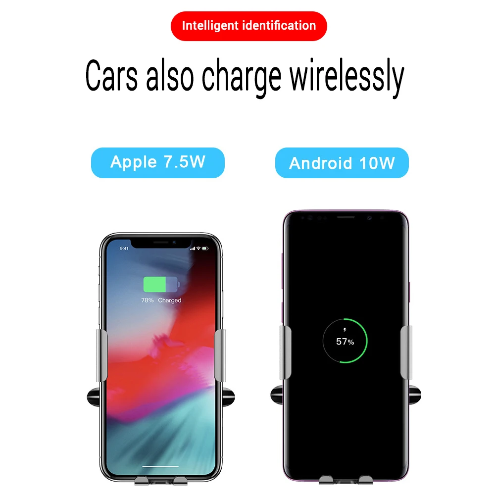Qi автомобильное беспроводное зарядное устройство для IPhone Xs Max Xr X samsung S10 S9 интеллектуальная инфракрасная быстрая Беспроводная зарядка Автомобильный держатель для телефона 5