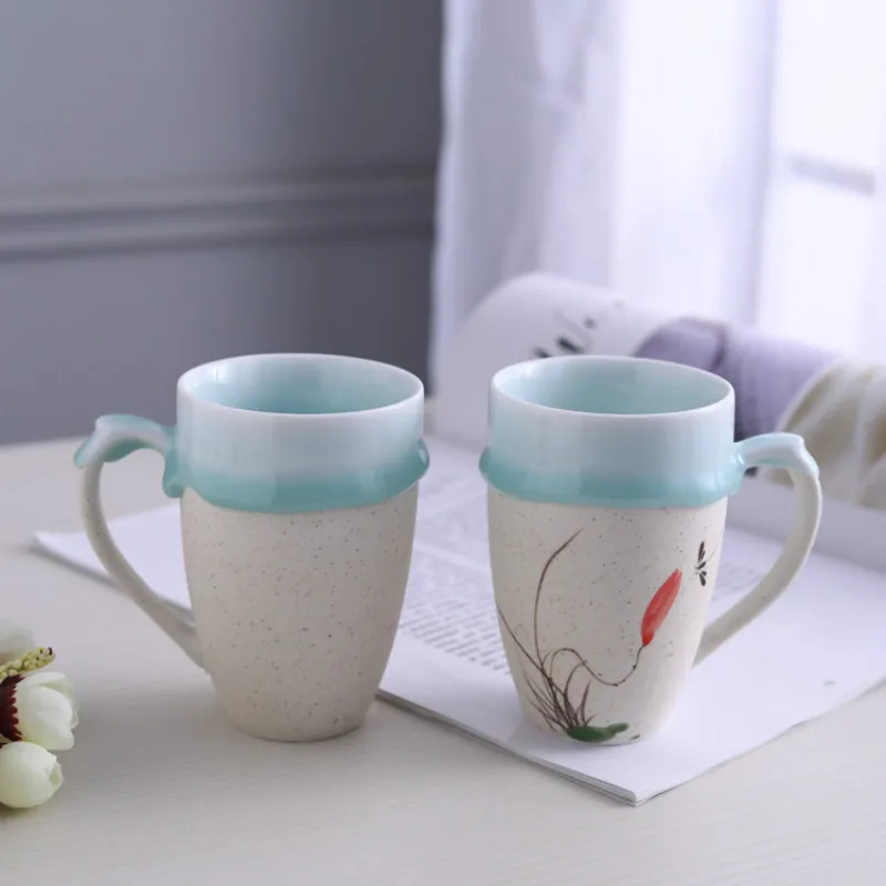 Креативные чашки керамическая глазурованная кружка с цветочным узором ручная