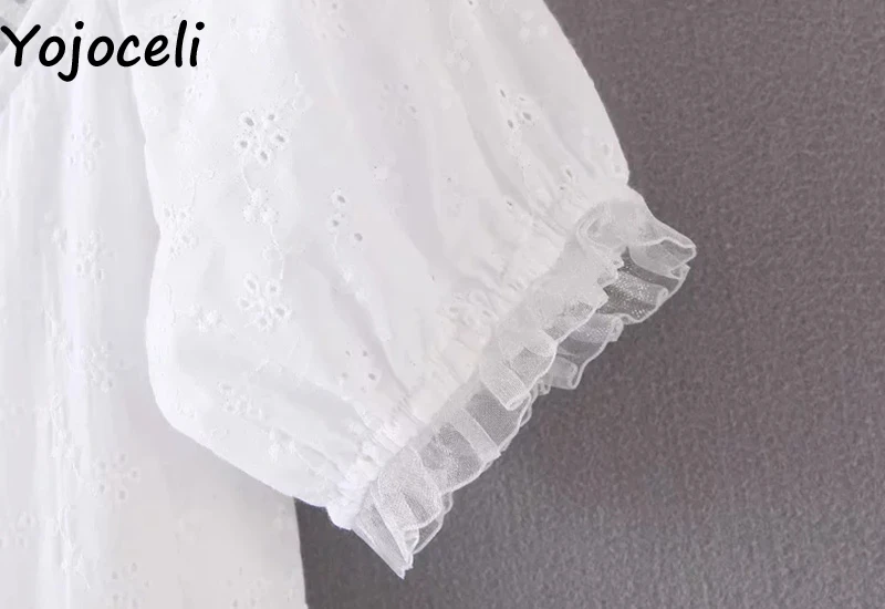 Yojoceli, сексуальное, с открытыми плечами, элегантное, короткое платье, кружевное, с рюшами, с вышивкой, на шнуровке, платье, пляжные, вечерние, на каждый день, Крутое платье vestidos