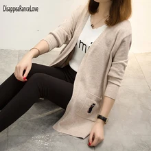 Aliexpress - 2021 Women Long Cardigans Autumn Winter Knitting Sweater Cardigans V neck Oversized Cardigan Jacket Cartoon cat Pocket Coat