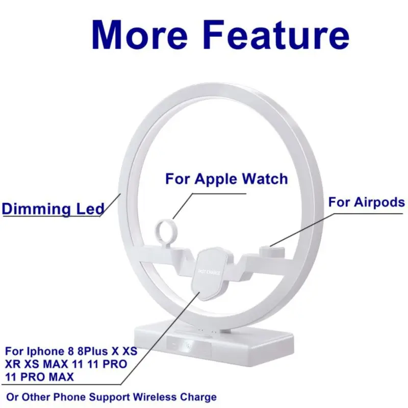 Док-станция для Airpods для Apple Watch 4 в 1 светильник Беспроводная зарядка для смартфона подставка
