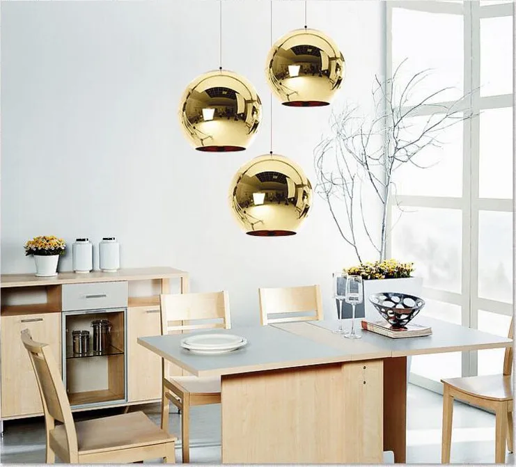 Современная люстра медный посеребренный зеркальный стеклянный шариковая Подвесная лампа гостиная кухня лофтовые светильники подвесной светильник