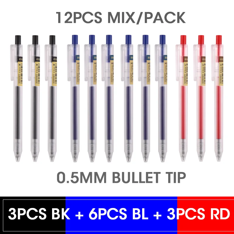 6 blue 3 black 3 red M& G Ультра простая Muji стильная Выдвижная гелевая ручка 0,5 мм гелевые ручки-роллеры черный синий красный офисные школьные принадлежности гелевая ручка - Цвет: 6 blue 3 black 3 red