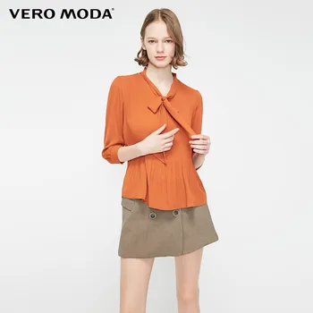 

Vero Moda Women's Lace-up Pleated 3/4 Sleeves Chiffon Top Blouse| 319158520