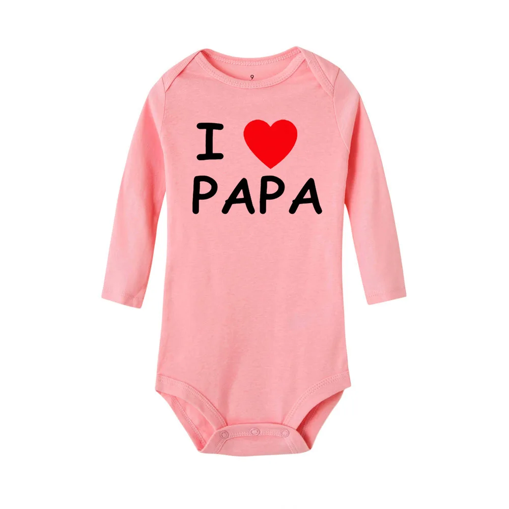 I Love MAMA PAPA Twins Baby Clothes Jumpsuit Bodysuit (Pink, 0-3M