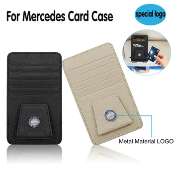 

Car sunshade visor Storage bank card case logo ticket Papers holder Clipper bag metal emblem for Mercedes benz w212 w204 w205