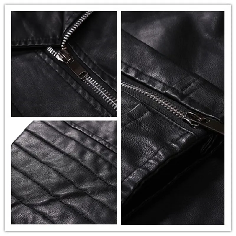 90% OFF New slim fit mens leather jacket motorcycle jacket Zippers pocket lapels long sleeve PU leather jacket men
