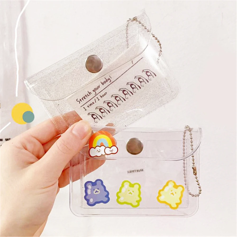 

Fashion Transparent PVC Card Holder Waterproof Business Card Holder Portable Key Organizer Bag Wallet Coin Purse Office Supplies