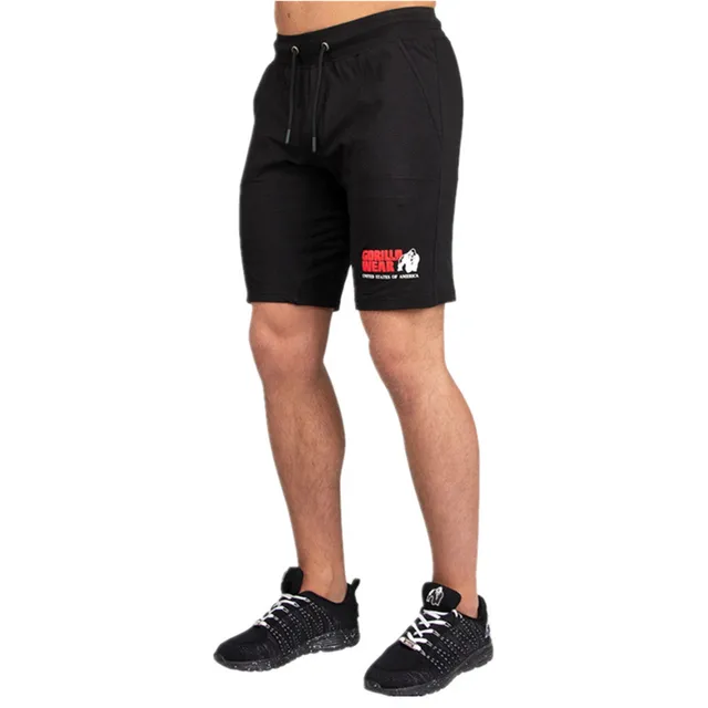 US $12.00 Men Running Sport Cotton Shorts Gym Fitness Workout Training Sportswear Male Short Pants Knee Lengt