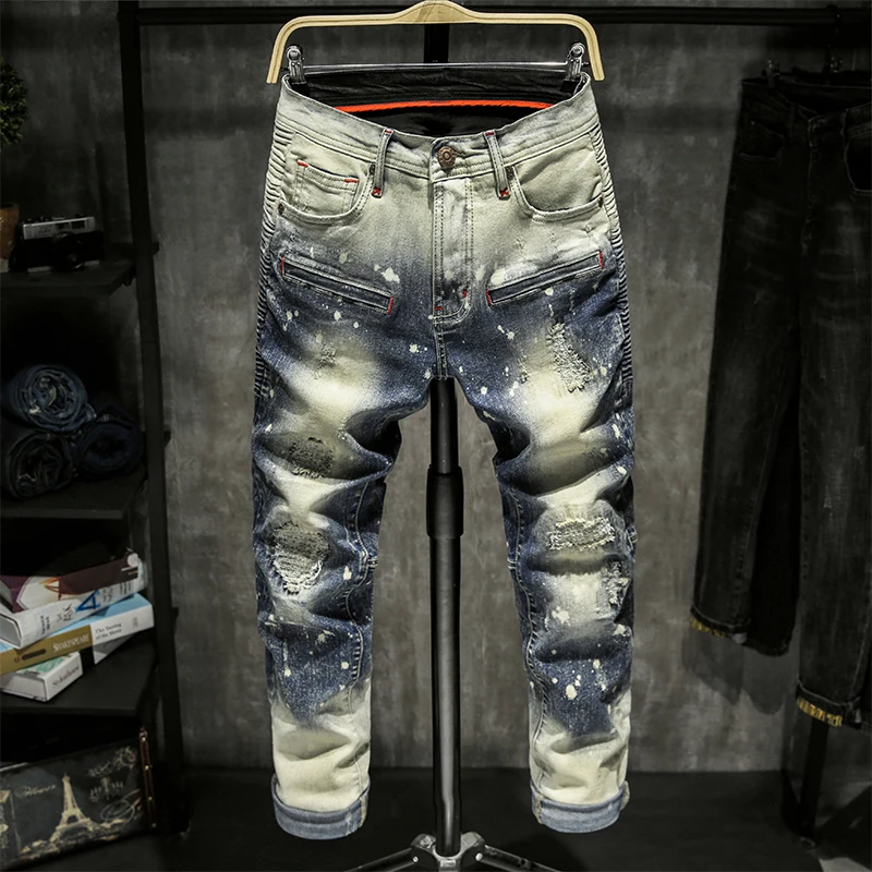 Skinny Jeans Men Ripped Spijkerbroeken Heren Jean Homme Pantalon Spijkerbroeken Heren Pants Streetwear Biker Hiphop Trousers Skinny Jeans Men Ripped Spijkerbroeken Heren Jean Homme Pantalon Spijkerbroeken Heren Pants Streetwear Biker Hiphop Trousers
