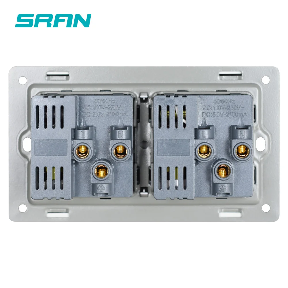 SRAN 146*86 универсальная розетка настенная розетка с USB панель из нержавеющей стали украшение дома роскошная розетка используется по всему миру