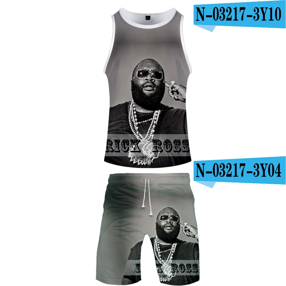 Rick Ross комплект из двух предметов майка и шорты Harajuku для мужчин Rick Ross майка уличная баскетбольная спортивная одежда без рукавов - Цвет: Зеленый
