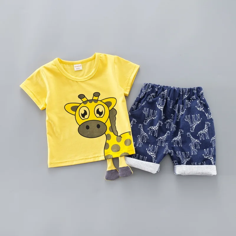 LJW 2022 Cartoon infant Suits Baby Clothing Set for Boys Girls Cute Summer Casual Clothes Set Striped Top+Shorts Kids Clothes Baby Clothing Set near me