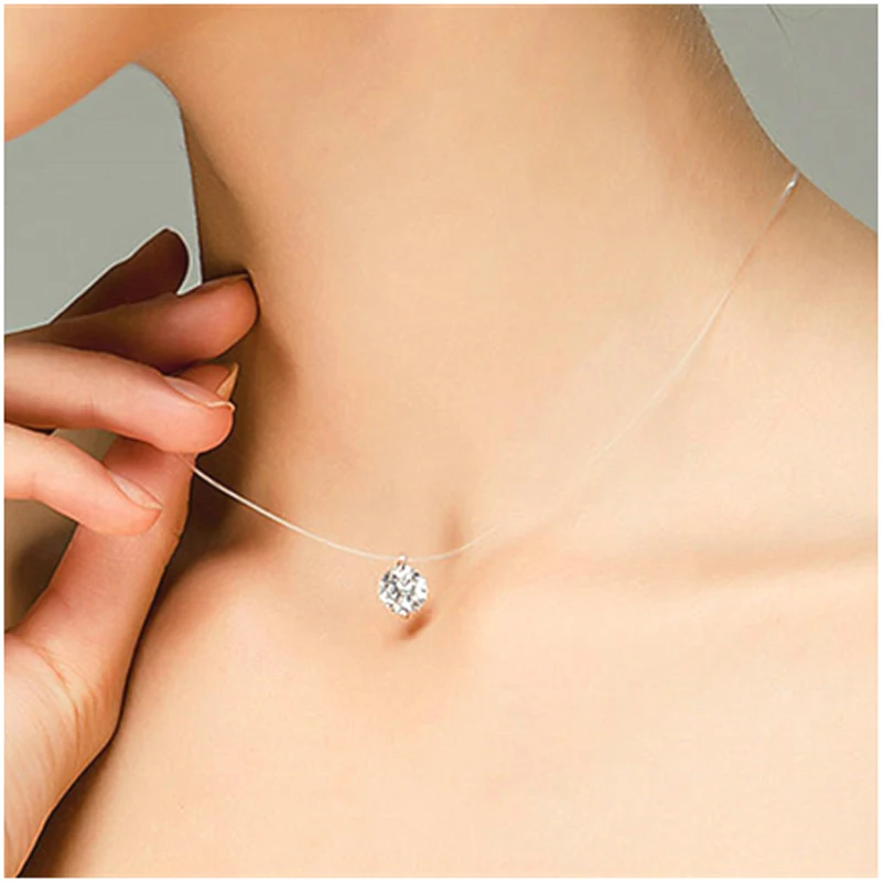 

Hot Sale Teardrop Torques 2020 Transparent Fishing Line Born year Necklace Jewelry Torques Clavicle Invisible Woman Necklace