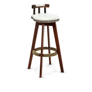 

Solid Wood High Stool Bar Chair 74cm Seat Height with Backrest