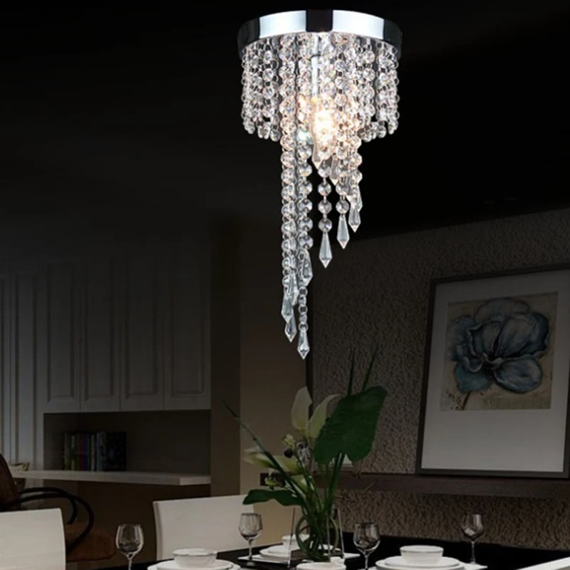 Modern Chrome Lustre Led Crystal Ceiling Lights Lighting Fixture Ceiling Lamp Crystals Aisle Lights