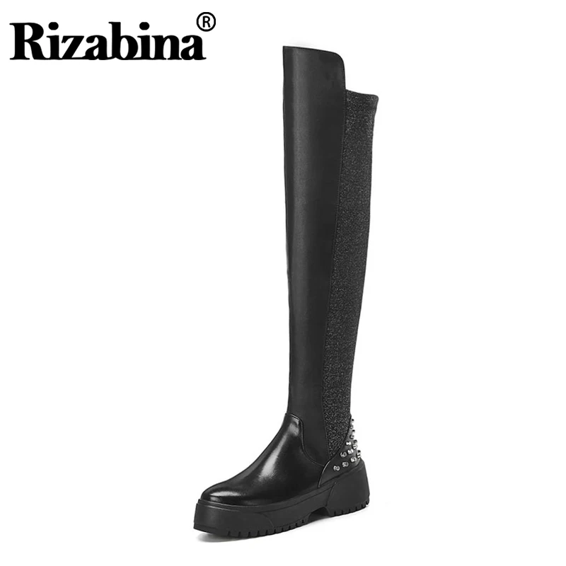 RizaBina Women Rivet Over The Knee Boots Flats Platform Real Leather
Winter Boots Thick Sole Woman Shoes Footwear Size 34-39 RizaBina Women Rivet Over The Knee Boots Flats Platform Real Leather
Winter Boots Thick Sole Woman Shoes Footwear Size 34-39