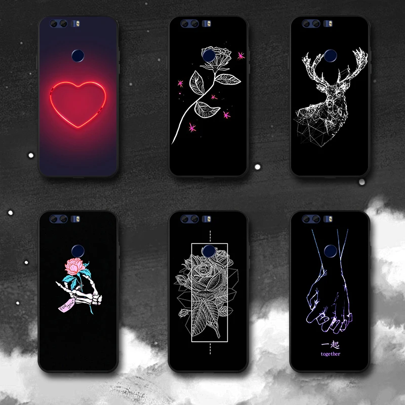

TPU Phone Case For Huawei Honor 8X Max 8S 9X 20 Pro 6X Cases Black Silicone Painted Cover For Huawei Honor 20pro 8x 8s 6X 9xpro