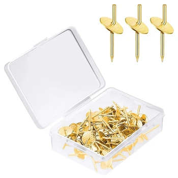 

80 Pieces Golden One Step Hangers 20 Lbs Plaster Picture Hanging Pins Quick Picture Hangers Picture Frame Hangers