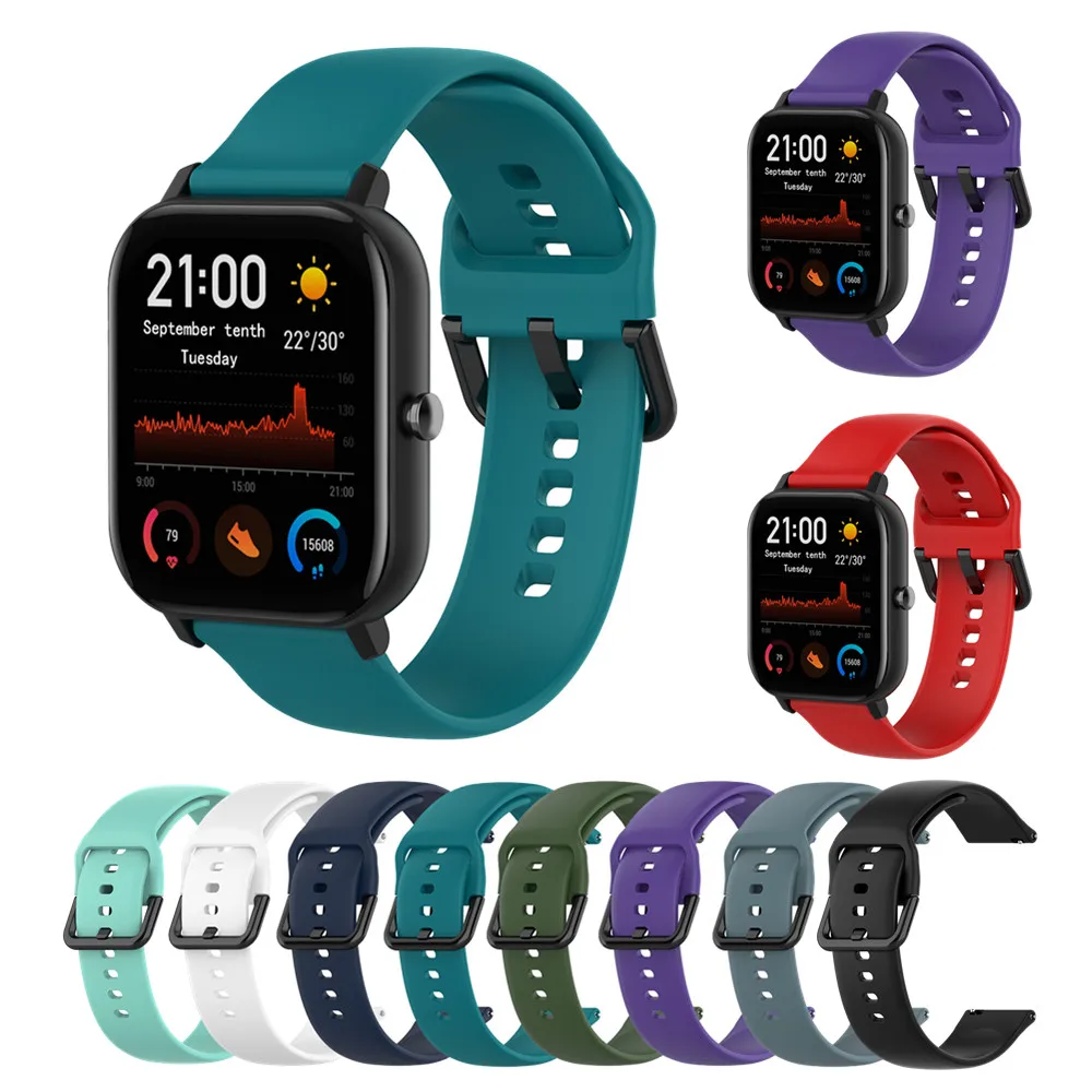 Силиконовый браслет для Amazfit Gts Bip Gtr 42 мм ремешок Vivoactive3 Forerunner645 245 смарт часов Huawei
