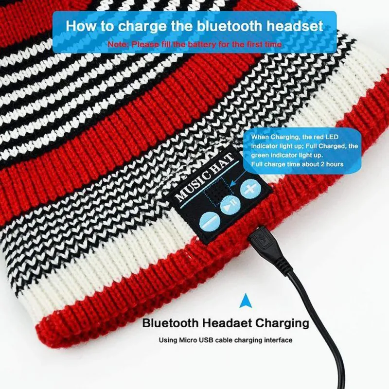 Новые Bluetooth Наушники унисекс Bluetooth Beanie музыкальная шапка Рождественская зимняя мягкая теплая Беспроводная шапка с гарнитурой