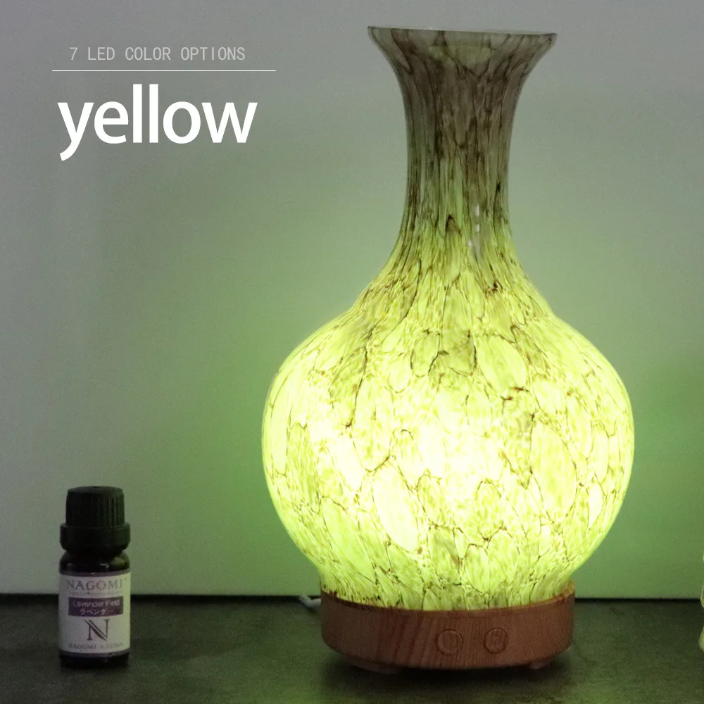 Ultrasonic Translucent Effect Vase Glass Wood Grain Aroma Diffuser New Products Gift Colorful Mini Humidifier Aroma Diffuser
