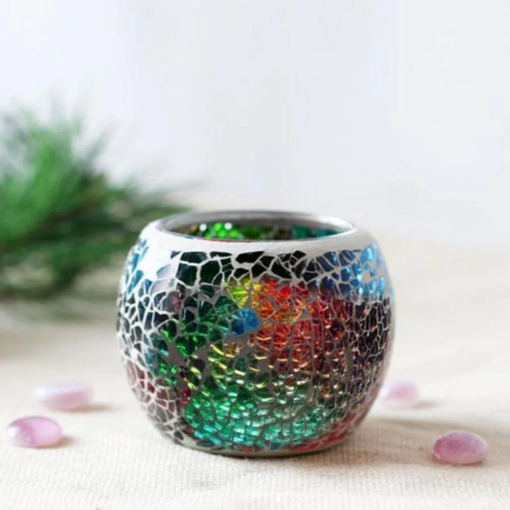 Mosaic Stained Glass Candle Holder Tea Light Holder Cup Flowerpot Home Decor