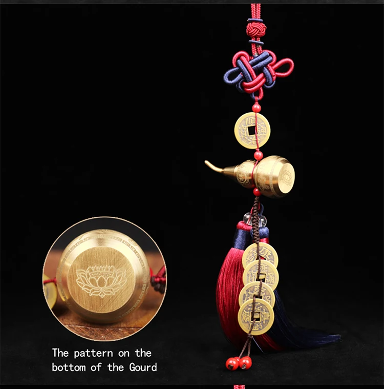 Chinesische Knoten Feng Shui Dekorieren Buddhistischen Sechs Mantras Wu Lou HuLu Kupfer Legierung Kürbis Amulett Hause Dekoration Zubehör Vintag – Detail 11